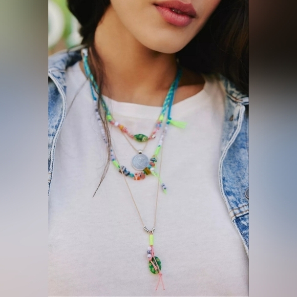 NWT- Free People × Ariana Ost, My Magic Layered Necklace, Turquoise/Blue… - Picture 2 of 9